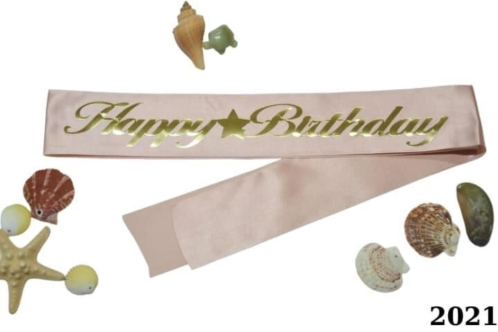KUŞAK HAPPY BİRTDAY PEMBE ALTIN