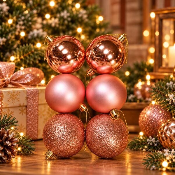 6CM NOEL TOPU 6 LI ROZ MİX (1 KOLİ 120PK)