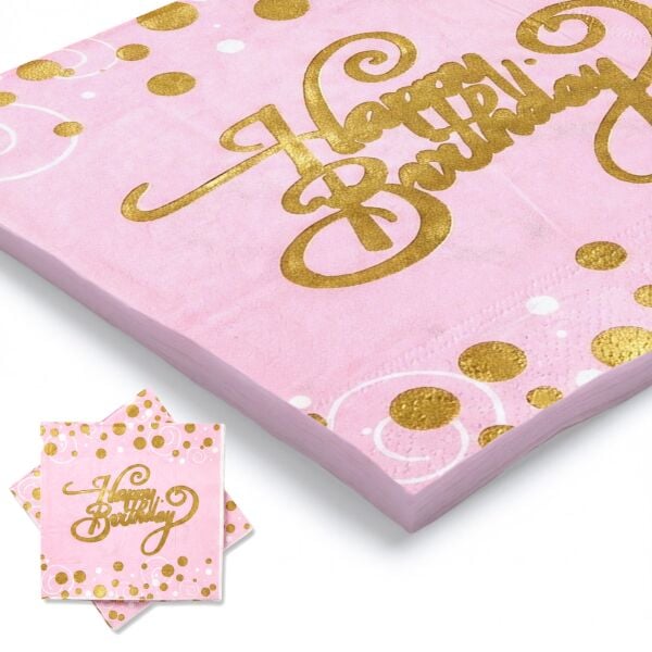 BASKILI PEÇETE HAPPY PEMBE GOLD