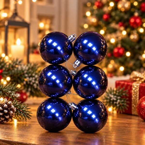 6CM NOEL TOPU 6 LI LACİVERT (1 KOLİ 120 PK)