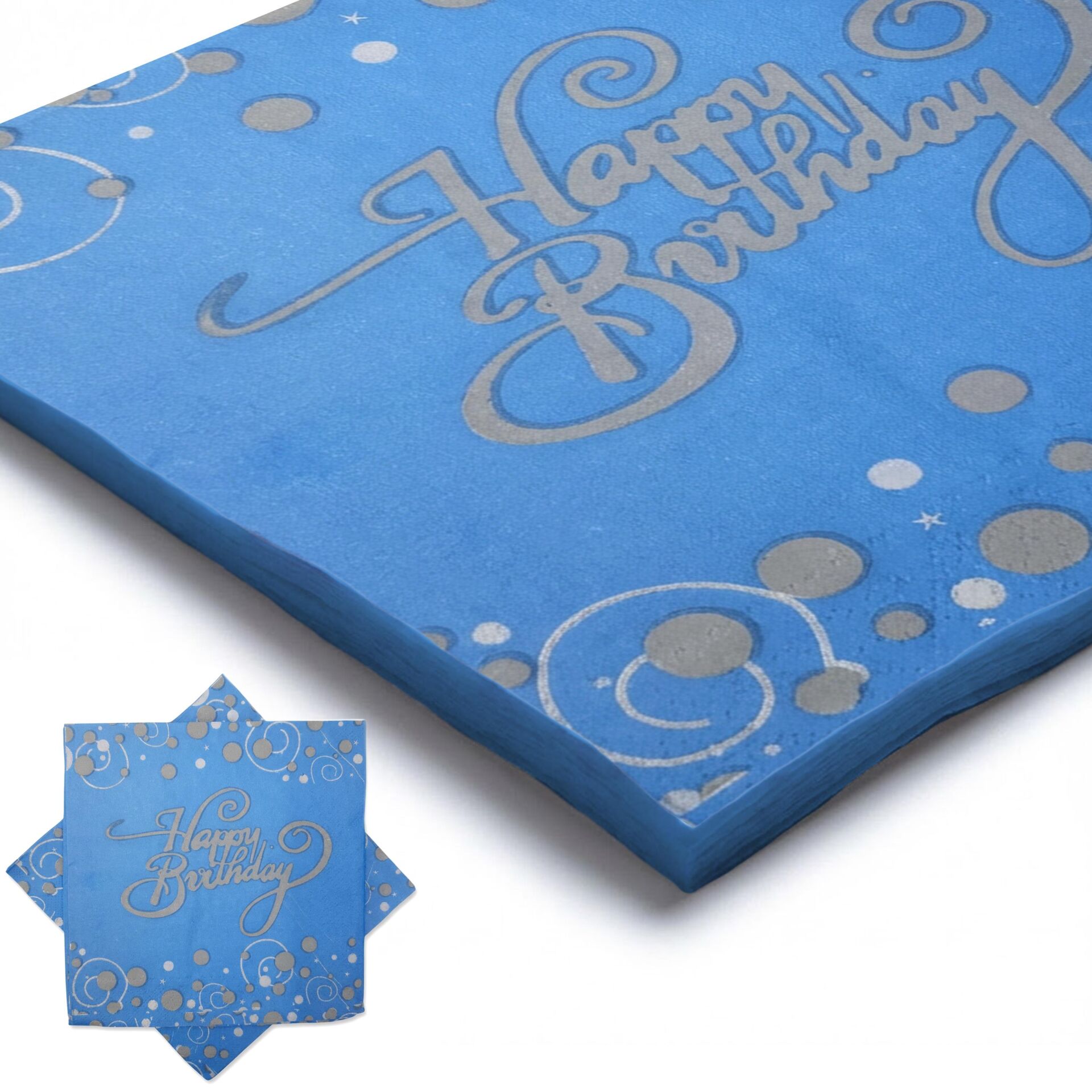 BASKILI PEÇETE HAPPY MAVİ