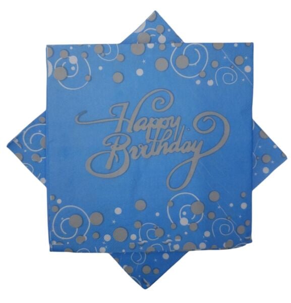 BASKILI PEÇETE HAPPY MAVİ