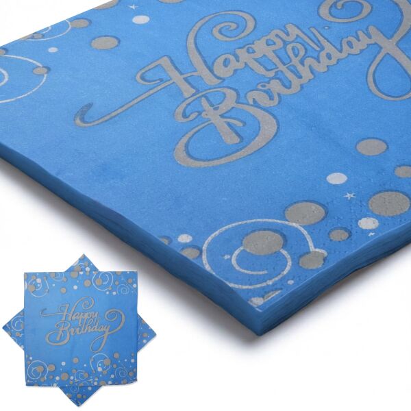 BASKILI PEÇETE HAPPY MAVİ