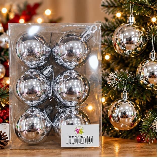4CM NOEL TOP 6 LI GÜMÜŞ ASETATLI