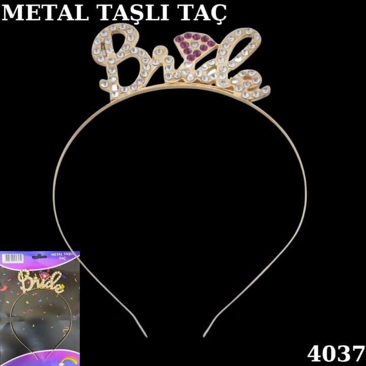 TAÇ TAŞLI METAL BRİDE ALTIN