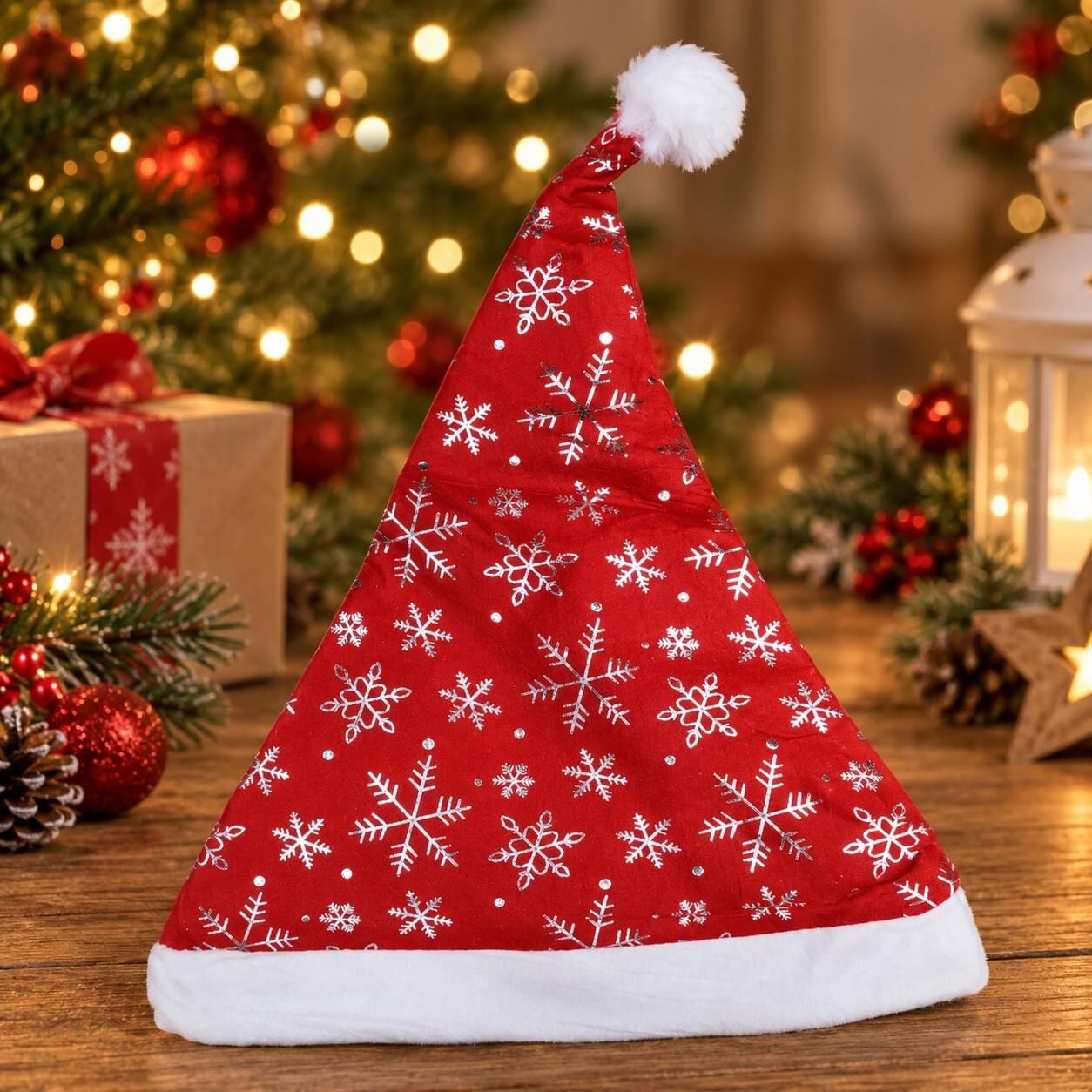ŞAPKA NOEL ELYAF VARAKLI GÜMÜŞ 12Lİ 1KOLİ 2.400 AD