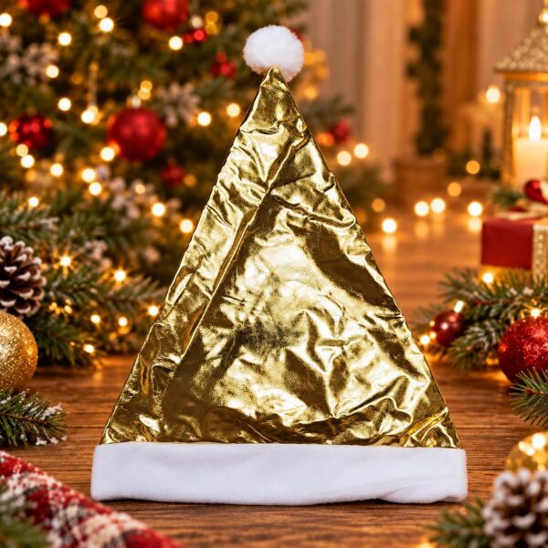 ŞAPKA NOEL BÜYÜK YALDIZLI GOLD 12Lİ(1 KOLİ 720 AD)