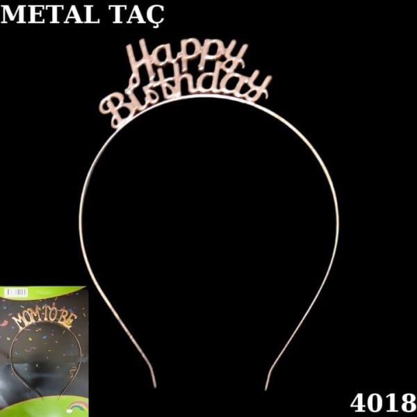 TAÇ METAL HAPPY BIRTHDAY  BRONZ