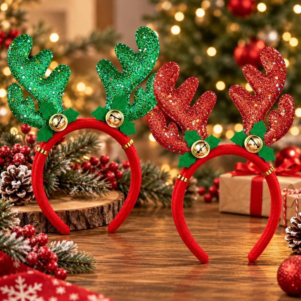 TAÇ NOEL 12 Lİ GEYİK PARLAK ÇANLI (1 KOLİ 600 AD)