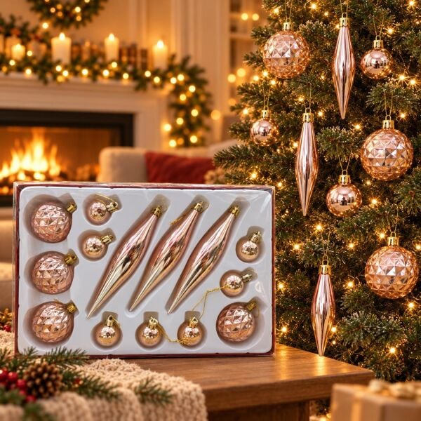 DAMLA LÜX SET ROZ 14 LÜ AĞAÇ SÜSÜ (1 KOLİ 72 PK)