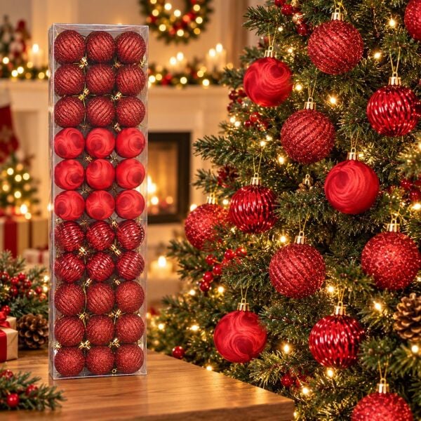 LÜX NOEL TOP 4 CM KIRMIZI 45 Lİ (1 KOLİ 60 PK)