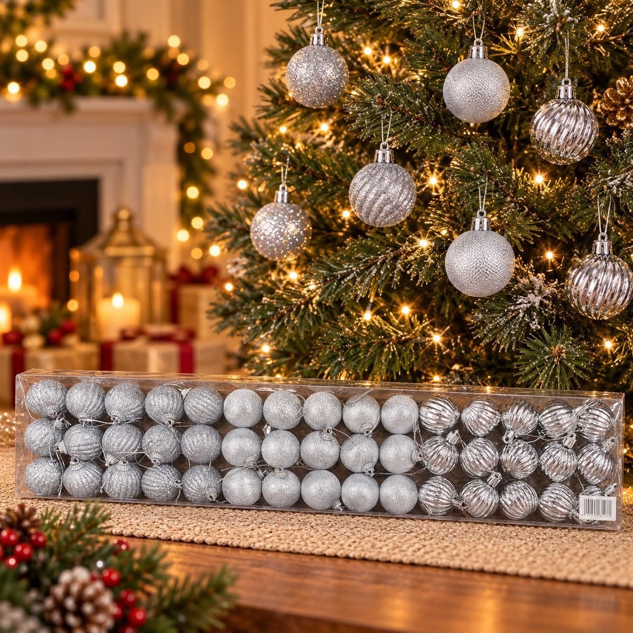 LÜX NOEL TOP 4 CM GÜMÜŞ 45 Lİ (1 KOLİ 60 PK)