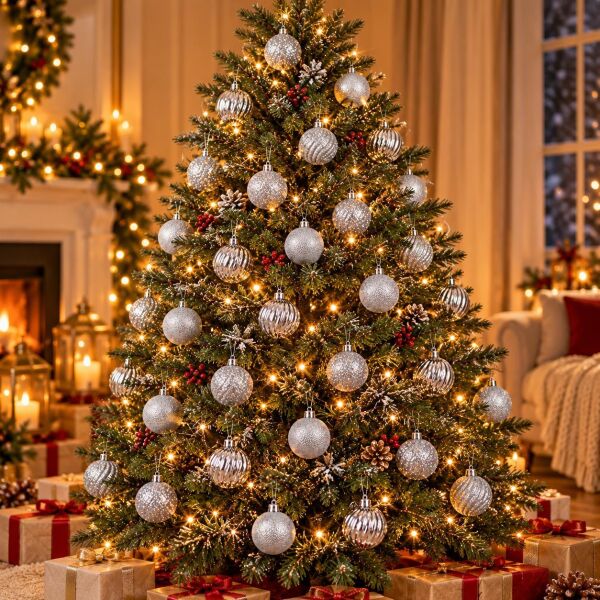 LÜX NOEL TOP 4 CM GÜMÜŞ 45 Lİ (1 KOLİ 60 PK)