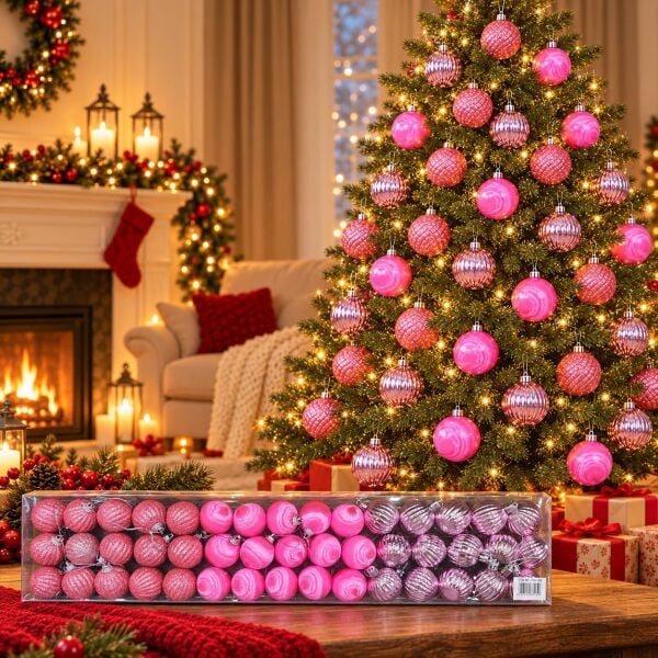 LÜX NOEL TOP 4 CM PEMBE 45 Lİ (1 KOLİ 60 PK)