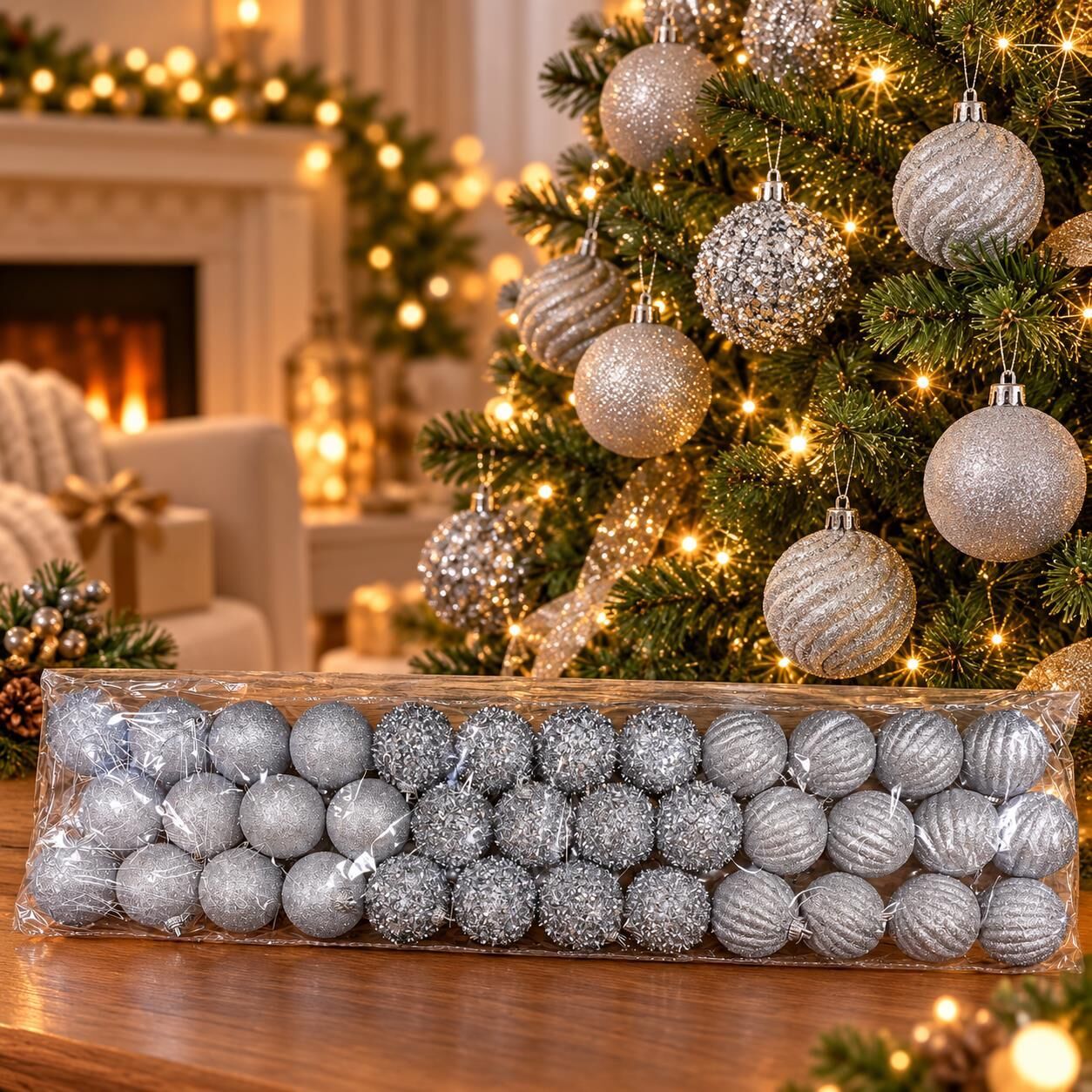 LÜX NOEL TOP 5 CM GÜMÜŞ 48 Lİ (1 KOLİ 36 PK)