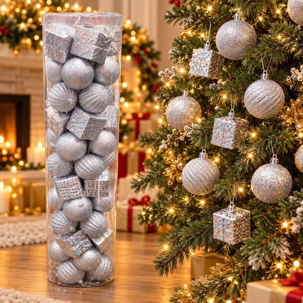 LÜX NOEL TOP 6 CM GÜMÜŞ 48 Lİ (1 KOLİ 20 PK)