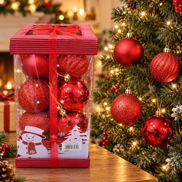 LÜX NOEL TOP 6 CM KIRMIZI 16 LI (1 KOLİ 60 PK)