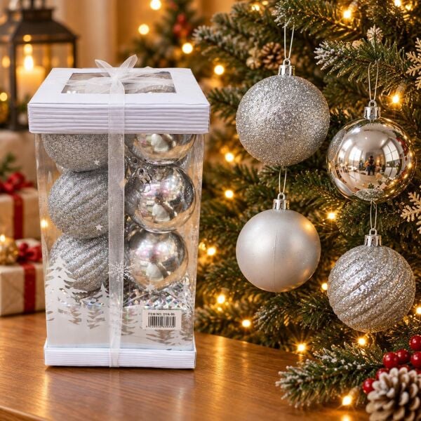 LÜX NOEL TOP 6 CM GÜMÜŞ 16 LI (1 KOLİ 60 PK)