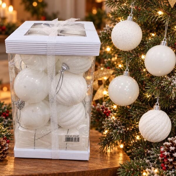 LÜX NOEL TOP 6 CM BEYAZ 16 LI (1 KOLİ 60 PK)